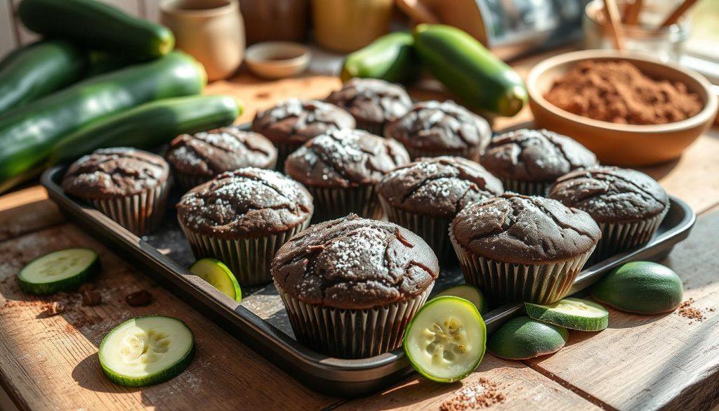 chocolate courgette muffins​